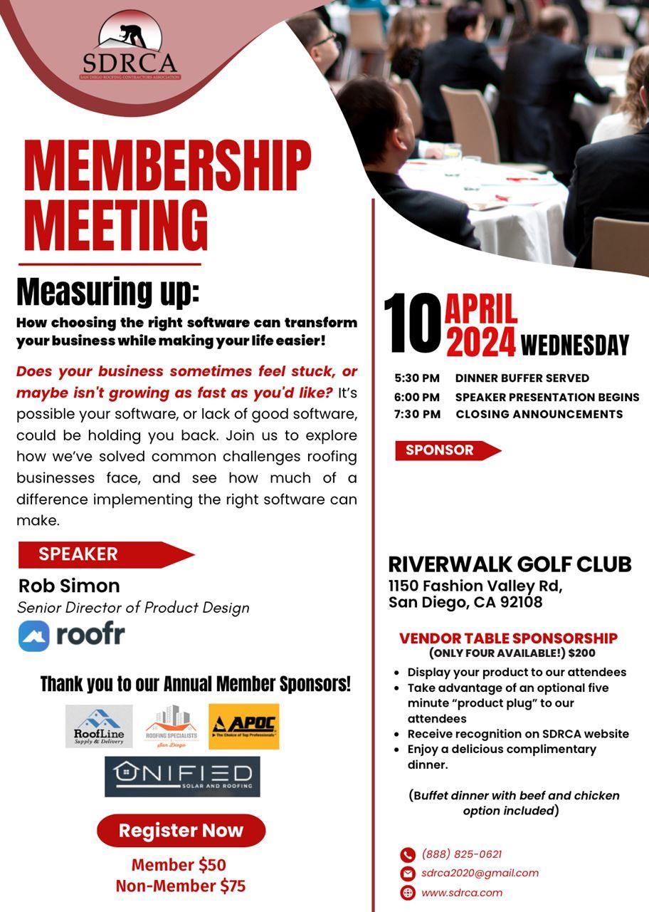 2024 SDRCA April Membership Meeting