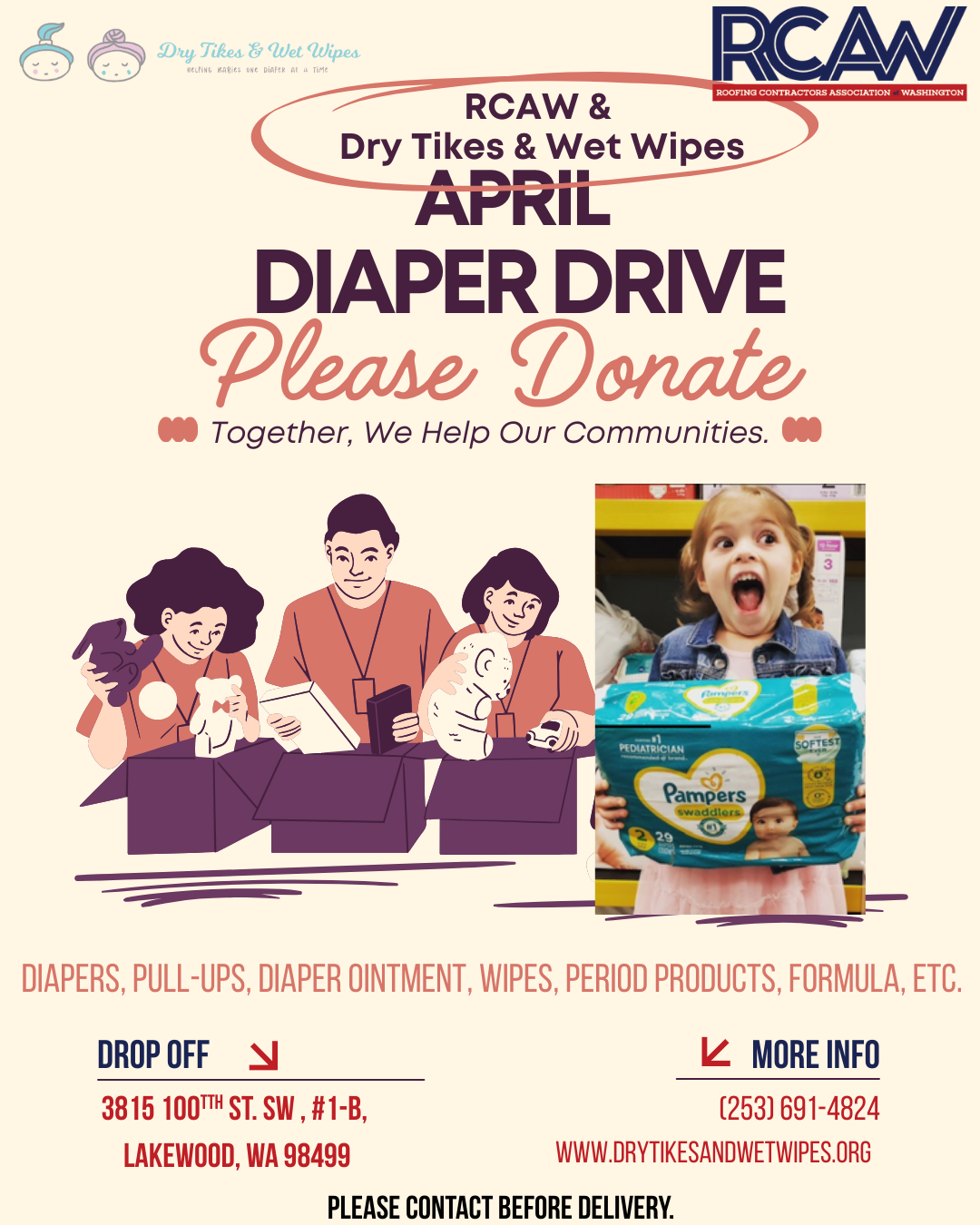 RCAW partnership with Dry Tikes & Wet Wipes