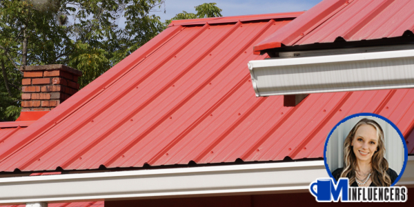 Image of red metal roof. Headshot of Jena Jackson overlayed in the bottom right