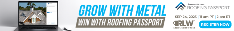 Sherwin RLW - Banner Ad - Grow with Metal, Win with Roofing Passport - Register