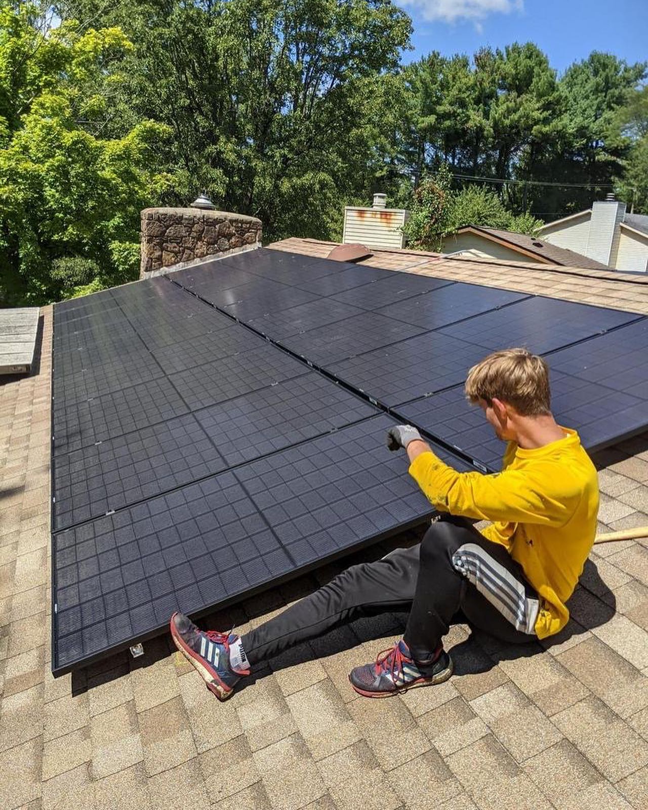 Whole Sun Solar - worker on roof