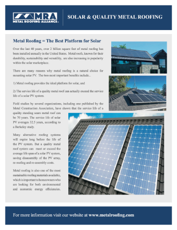 Solar + metal roofing - cover