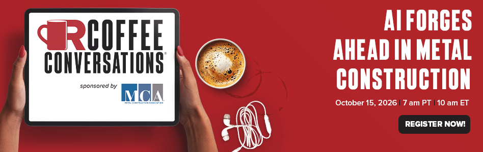 Coffee Conversations - Billboard Ad - AI Forges Ahead in Metal Construction (MCS)